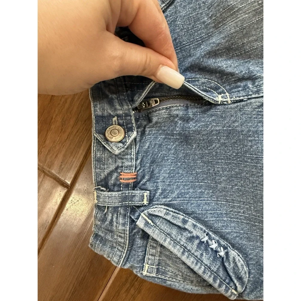 Vintage OshKosh Jeans Girls 5T Kids Embroidered Flowers Adjustable Wide Leg Boho